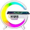 LED Wireless Charger Night Light Lamp, Bluetooth Speaker Alarm Clock, Atmosphere Lamp for Bedside Dorm Office, Kids Adults Desk Table Lamp Gift