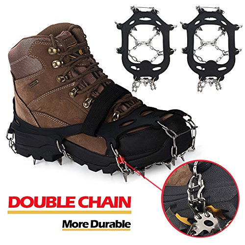 Upgraded Version of Walk Traction Ice Cleat Spikes Crampons,True Stainless Steel Spikes and Durable Silicone,Boots for Hiking On Ice & Snow Ground,Mountian.