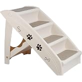 20" H 4-Step Dog Stairs for Small Dogs and Cats, Non-Slip Dog Steps for High Beds, Couch, Sofa, Sturdy Pet Steps (Tan)