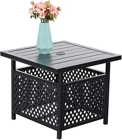 Amazon Com Phi Villa 22 X 22 Outdoor Umbrella Side Table Stand Patio Bistro Table With Umbrella Hole Garden Outdoor