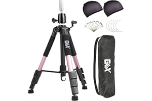 GEXWORLDWIDE GEX 55" Mannequin Tripod Stand Canvas Block Training Doll Manikin Head Wig Stand for Cosmetology Hairdressing (Rose Gold)