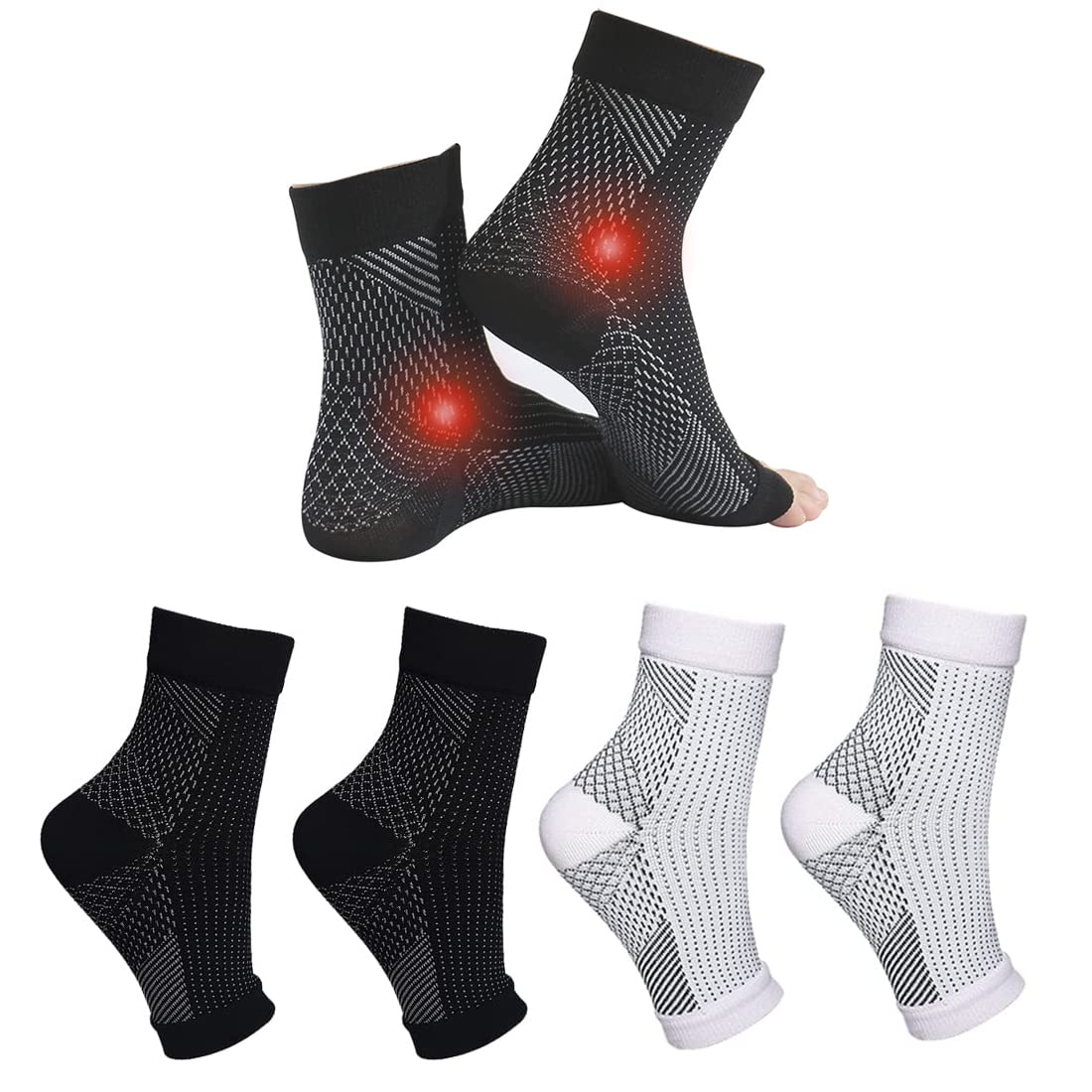 Home Holic 4 Pairs Ankle Support Neuropathy Compression Socks for Women Men Medical Plantar Fasciitis Socks Ankle Strap Brace Achilles Tendonitis Foot Support
