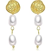 UOXWOWXOU Pearl Earrings for Women - Baroque Freshwater Pearl Earrings - Wedding Eardrop Valentine Birthday Gift for Her (925 Sterling Silver with Gold Plated)