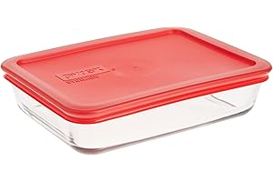 pyrex Simply Store Glass Rectangular Food Container with Red Lid (3-Cup)