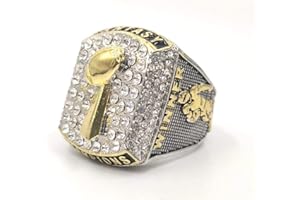 TUOYU Personalized Fantasy Football Championship Silver & Gold 3D Trophies Rings Prize No Years