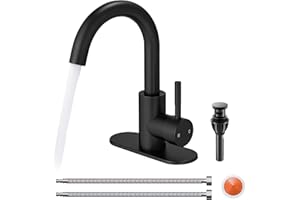 Fransiton Bathroom Faucet Swivel Spout Single Hole Bathroom Tap, Bar Sink Faucet Small Kitchen Sink Faucet with Pop Up Drain 