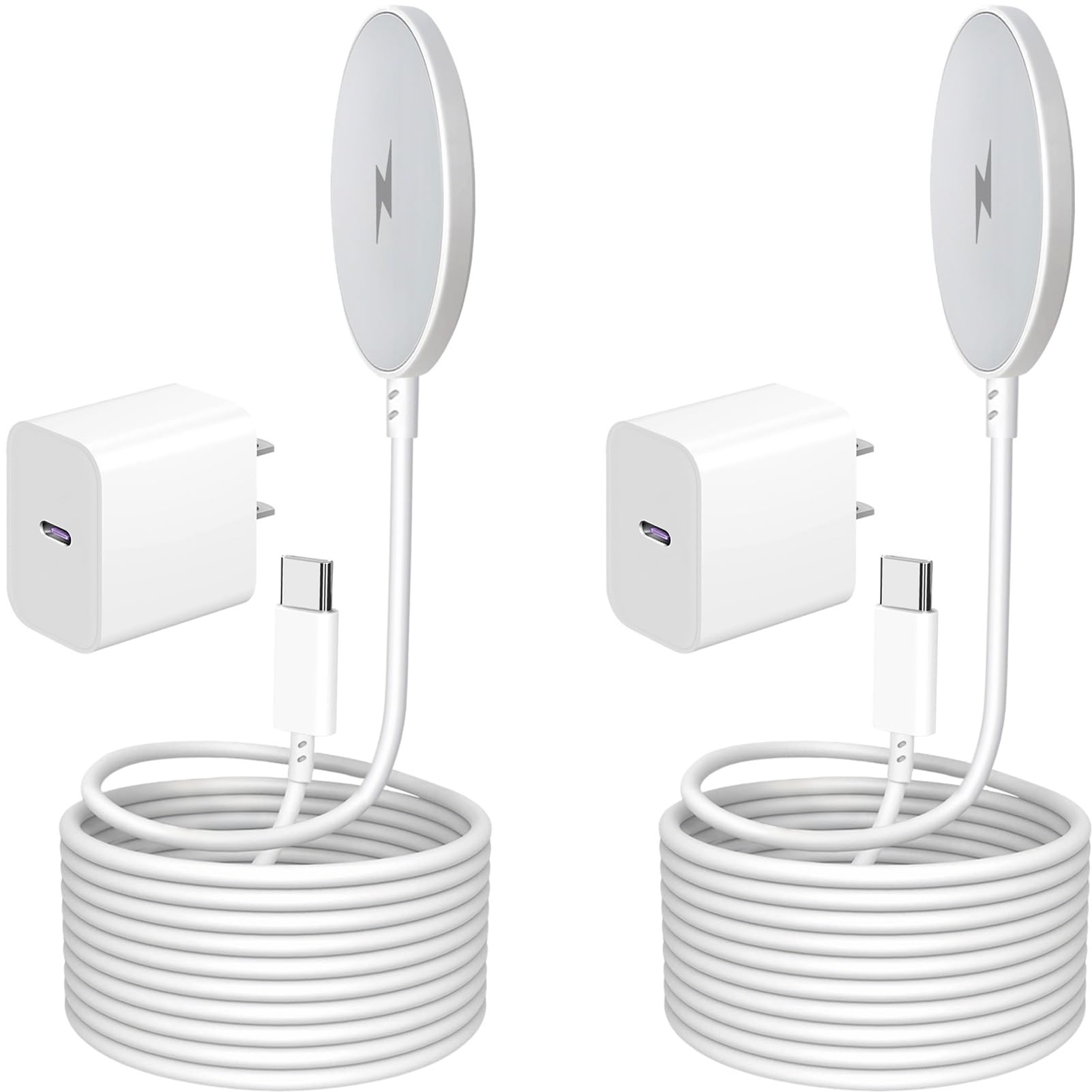 Photo 1 of [Apple MFi Certified] 2Pack 6FT Mag-Safe Wireless Charger, 15W Fast Magnetic Pad with USB-C Block for iPhone 17/16/15/14/13/12 (Air/Pro/Max/Plus) & AirPods 4/3/2/Pro/Pro2 - Apple Wireless Charging Kit