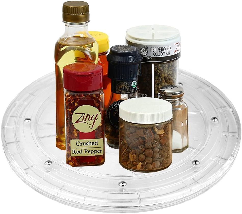 iSKUKA 8’’ Spice Organizer 360°Swivels Turntable Lazy Susan for Kitchen Pantry (8 inch)