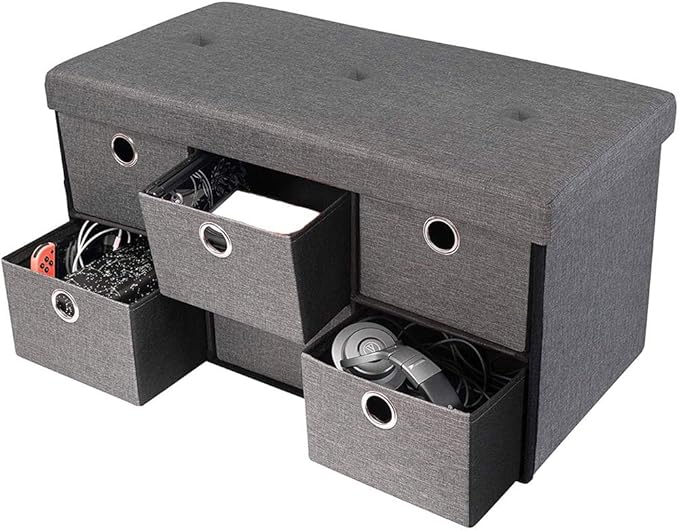 BAKAJI Aufbewahrungsbox mit 6 Schubladen, Fußstütze für Schlafzimmer