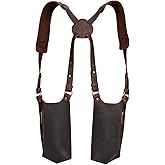 Tourbon Leather Shoulder Holster Phone Holder Concealed Armpit Wallet Pocket Anti-Theft Multipurpose Double Pouches Adjustable Straps
