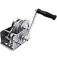 PROFLine 2500lbs Cable Hand Winch Boat Trailer Winch Two-Way Ratchet Gear Manual Winch Hand Crank Ratchet with Cable and Pulley Crane Weight Moving for ATV Truck Towing