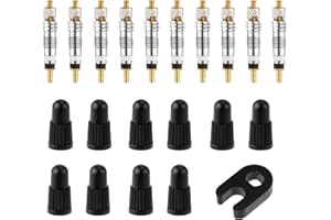 Valve Core Repair Kit for Presta, Including 10pcs, 10pcs Valve Core Caps and Removal Tool Tubeless Bike Replacement Accessori