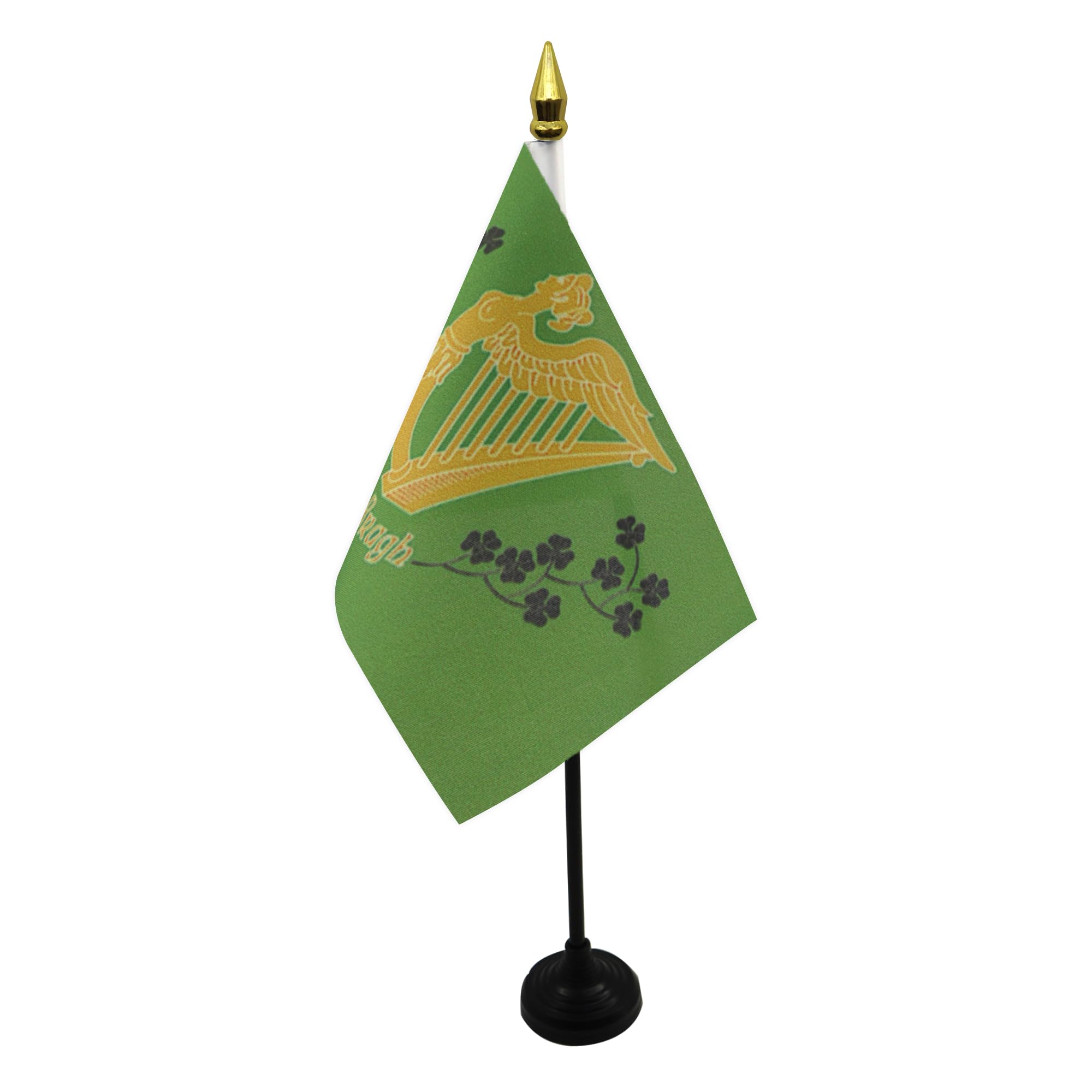 AZ FLAG - Ireland Erin Go Bragh Table Flag 4'' x 6'' - Irish Mini Desk Flag 100% Polyester 15 x 10 cm - Office Mini Banner with 10'' Pole - Golden Spear