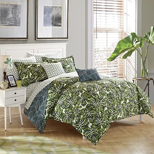 stylehouse WK681523 Palm Leaf Bed in A Bag Comforter Set,Palm Leaf,Queen