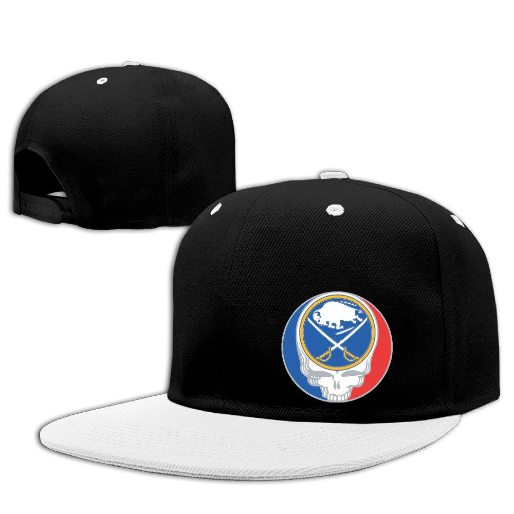 Custom Unique Unisex Skull Buffalo Hockey Hiphop Hats Caps Red
