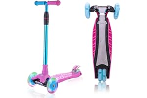WV WONDER VIEW 3 Wheel Scooter for Kids Ages 6-12,Kids Scooter with Light Up Wheels, Sturdy Deck Design, and 4 Height Adjustable Suitable for Kid Ages 3-12