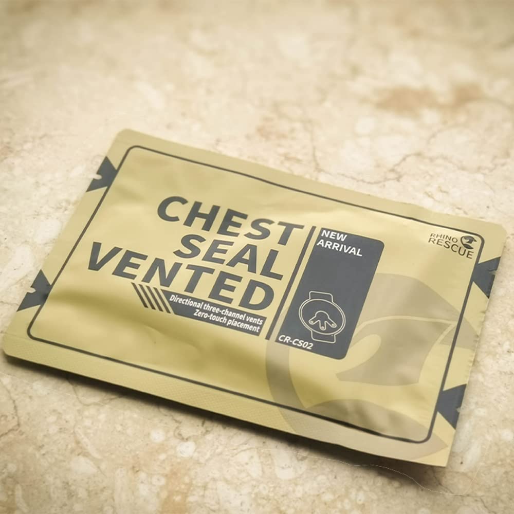 RHINO RESCUE Vent Chest Seal, Emergency Trauma Dressing, First Aid Kit Sterile, Wound Care IFAK Supplies (20 Count)