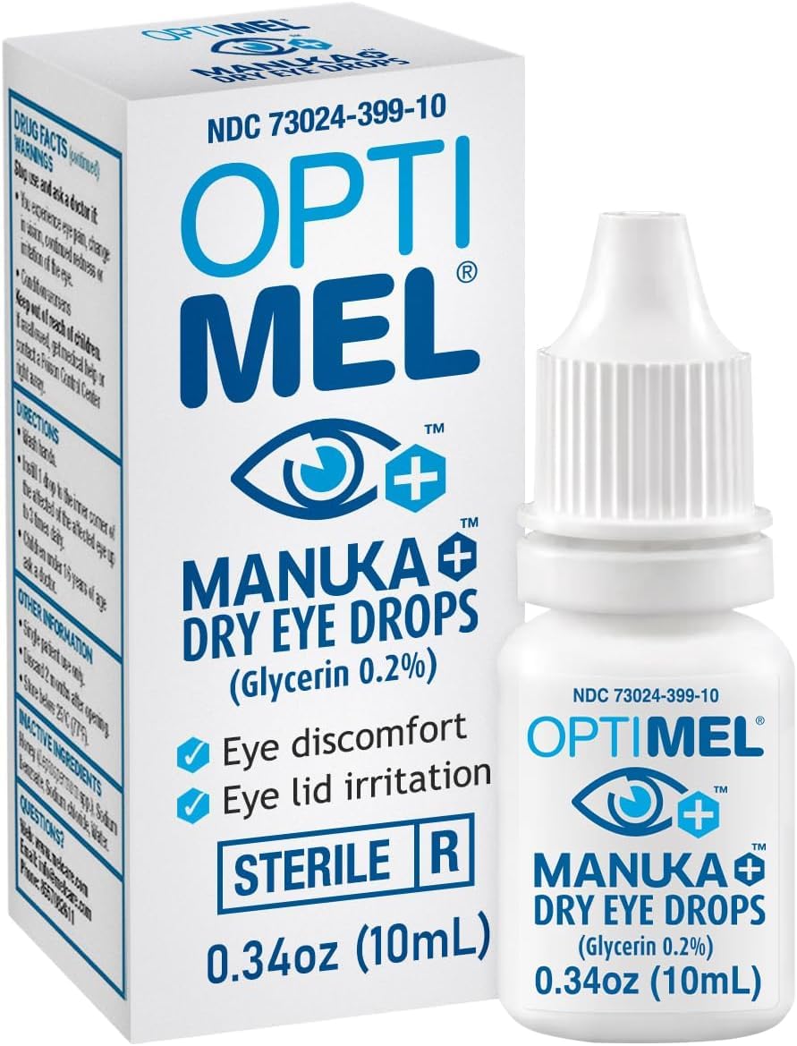 Optimel Manuka Honey Eye Drops for Dry Eye Treatment and Relief from Blepharitis & Corneal Irritation – Pharmaceutical Grade Manuka Honey Supports Daily Eyelid Hygiene