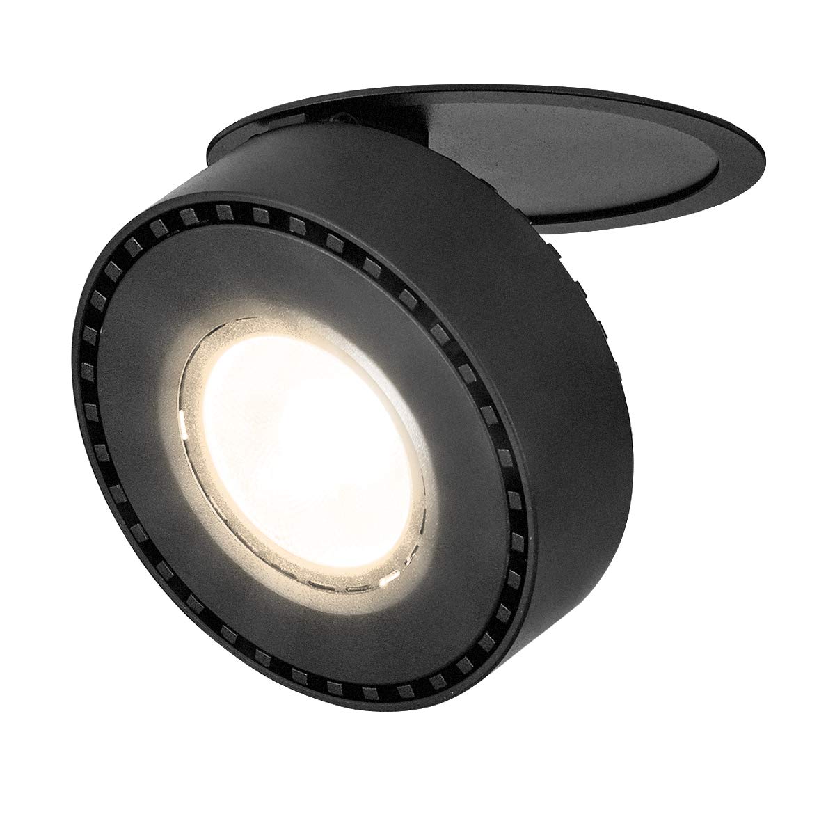 Dr.lazy Indoor 12W LED Recessed Ceiling Spotlights, Ceiling Spots, recessed Ceiling lamp, Adjustable Ceiling Light, Downlight, 10X3.5CM, Cutout 9CM (Black-4000K)