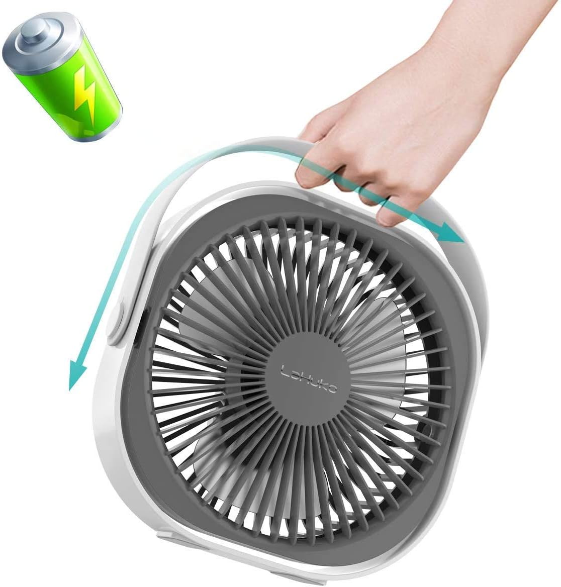 2020 NEU SUPER WINDKRAFT: LaHuko tragbarer Ventilator Tischventilator,FAN,Wandventilator,3 Geschwindigkeiten,Luftkühler,Einfach zu Tragen,ideal für Büro, Zuhause,Outdoor,USB Aufladung (L)