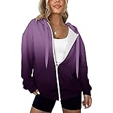 LYHIPSS Women's Oversized Lightweight Hoodies for Women Full Zip Up Long Sleeve Drawstring Jackets