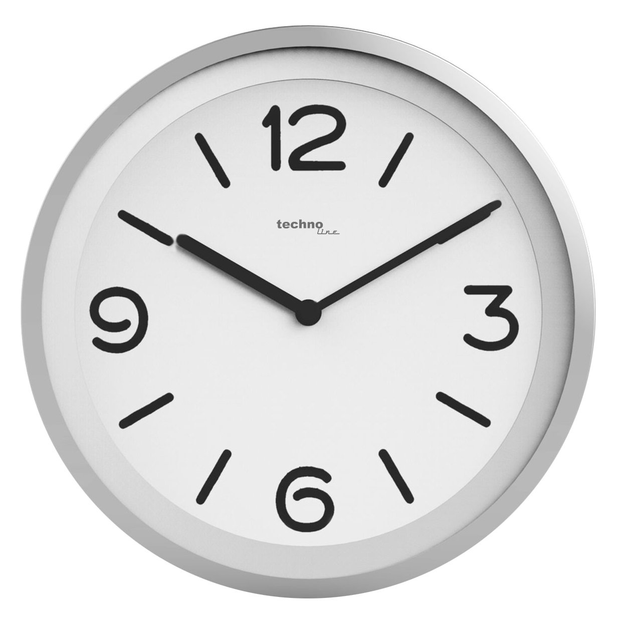Technoline WT 7400 Super Chic Modern Wall Clock with Night Detection Sensor - Automatic, Low Backlight as soon as it gets dark, Ø 25.4 cm, Chrome Look, Silver