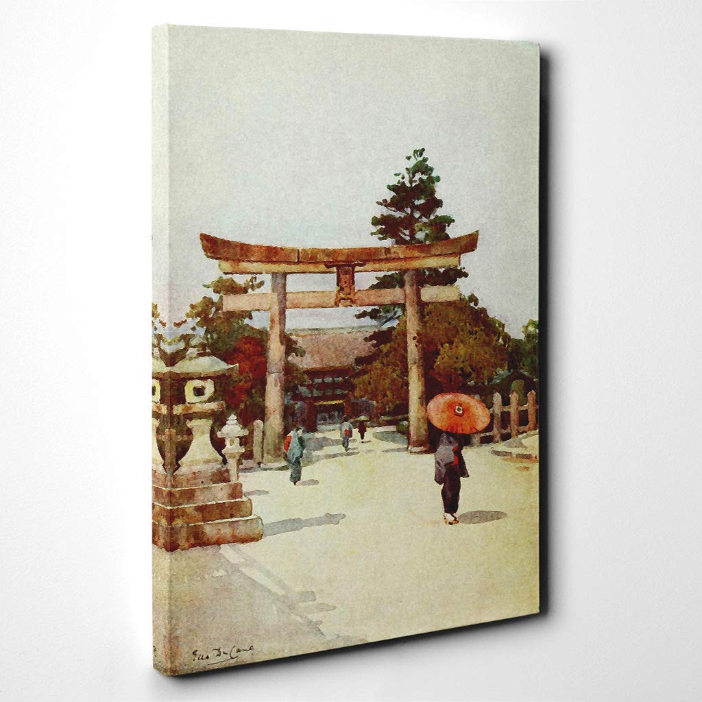 Ella Du Cane Japanese Oriental Portico Sagrado Canvas Print | Gallery Wrapped 30mm Frame Wall Art | 20x14 inches | Ready to Hang | Asian Picture | Living Room Bedroom Lounge Office