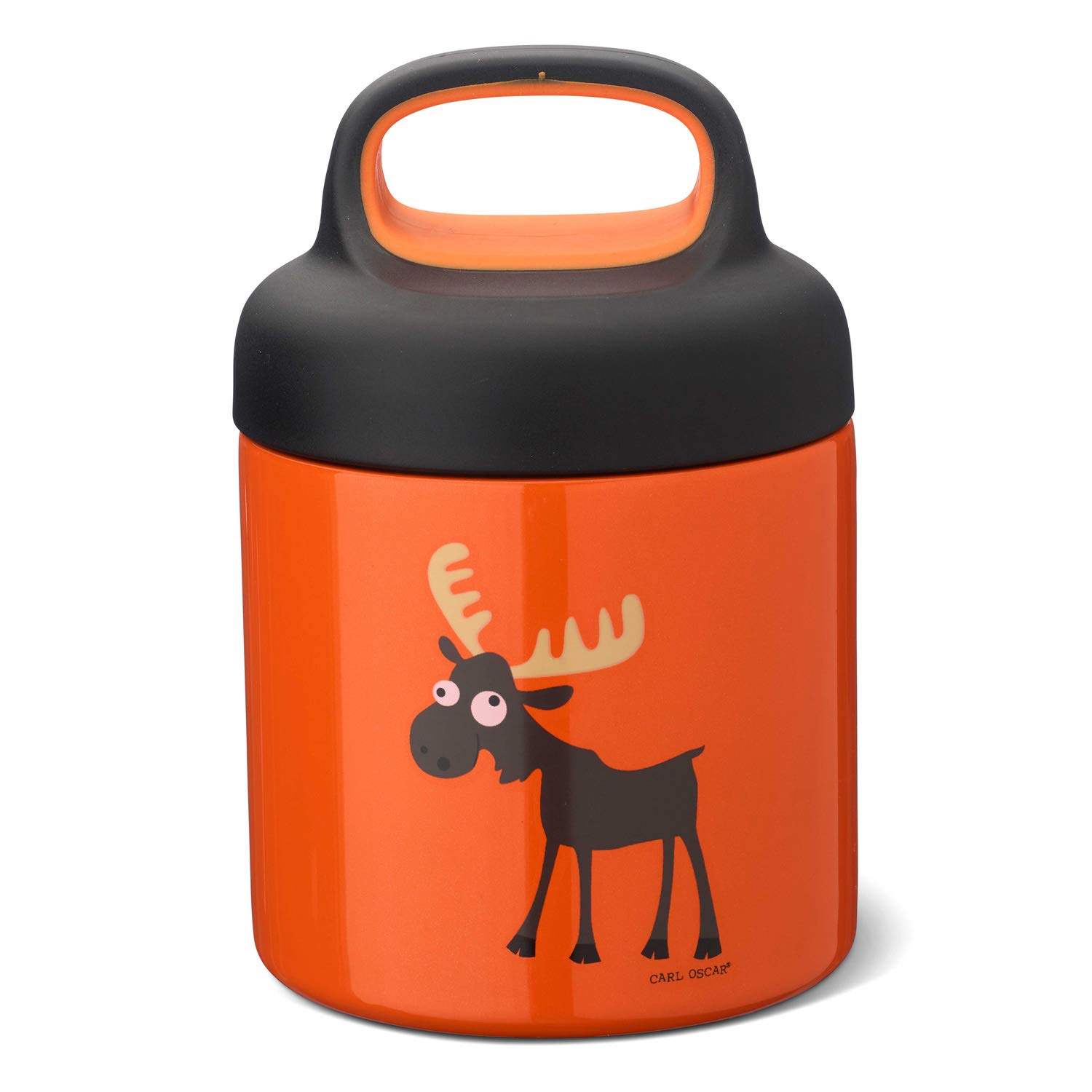 Carl Oscar Small Insulated Bottle for Soup, Fruit Salad, Noodles etc. for Children Stainless Steel Double-Walled Orange Diameter 8.6 x 13.5 cm, 0.3 L