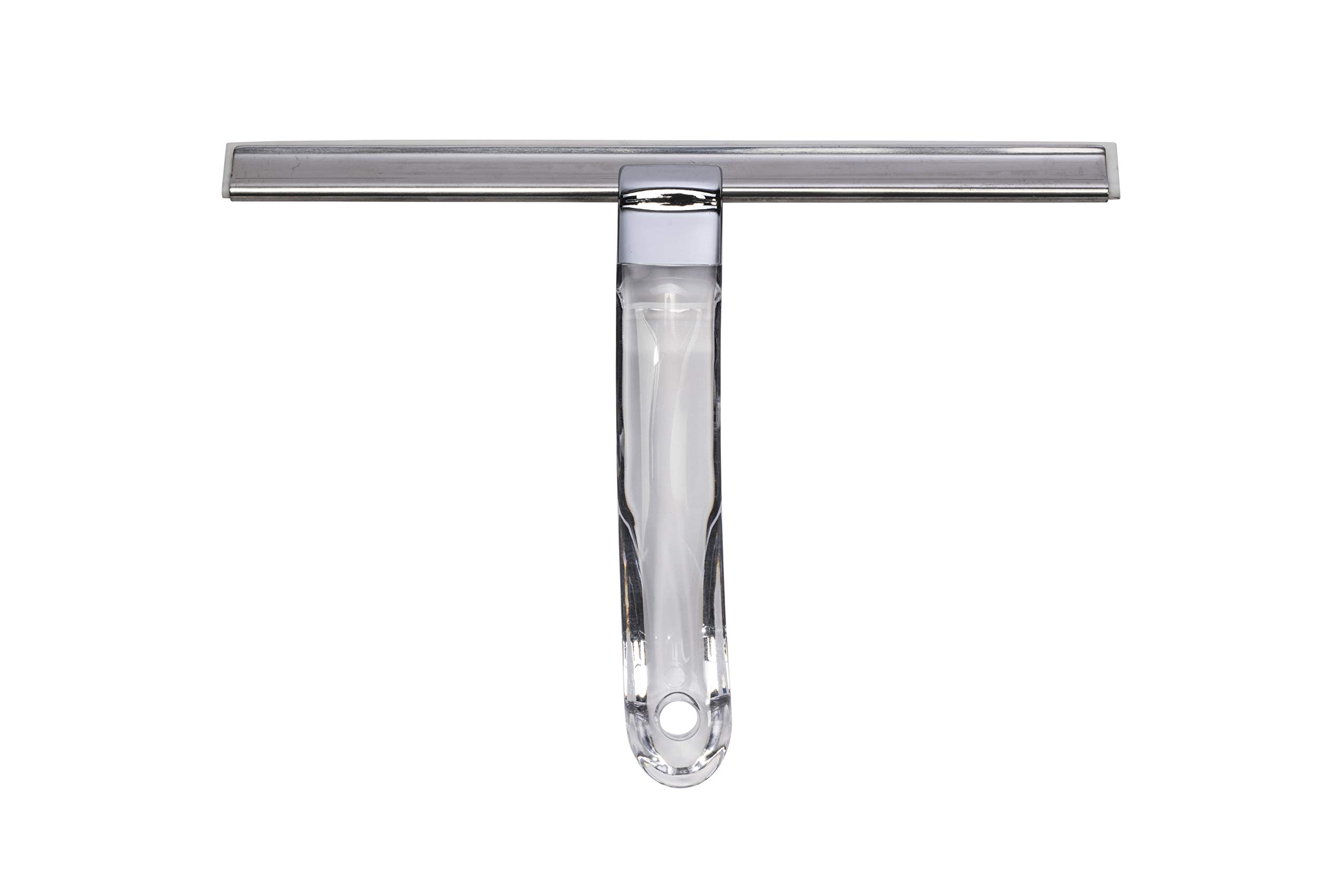 Croydex All Purpose Silicon Squeegee for Window, Glass, Shower Door, Car Windshield, Mirror, Includes Suction Hook, 256 mm rubber blade, Transparent Handle.