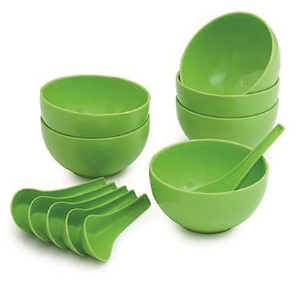 kombuis Kitchenware Plastic Round Shape Microwave Safe Soup Bowls Set (Pack of 6)