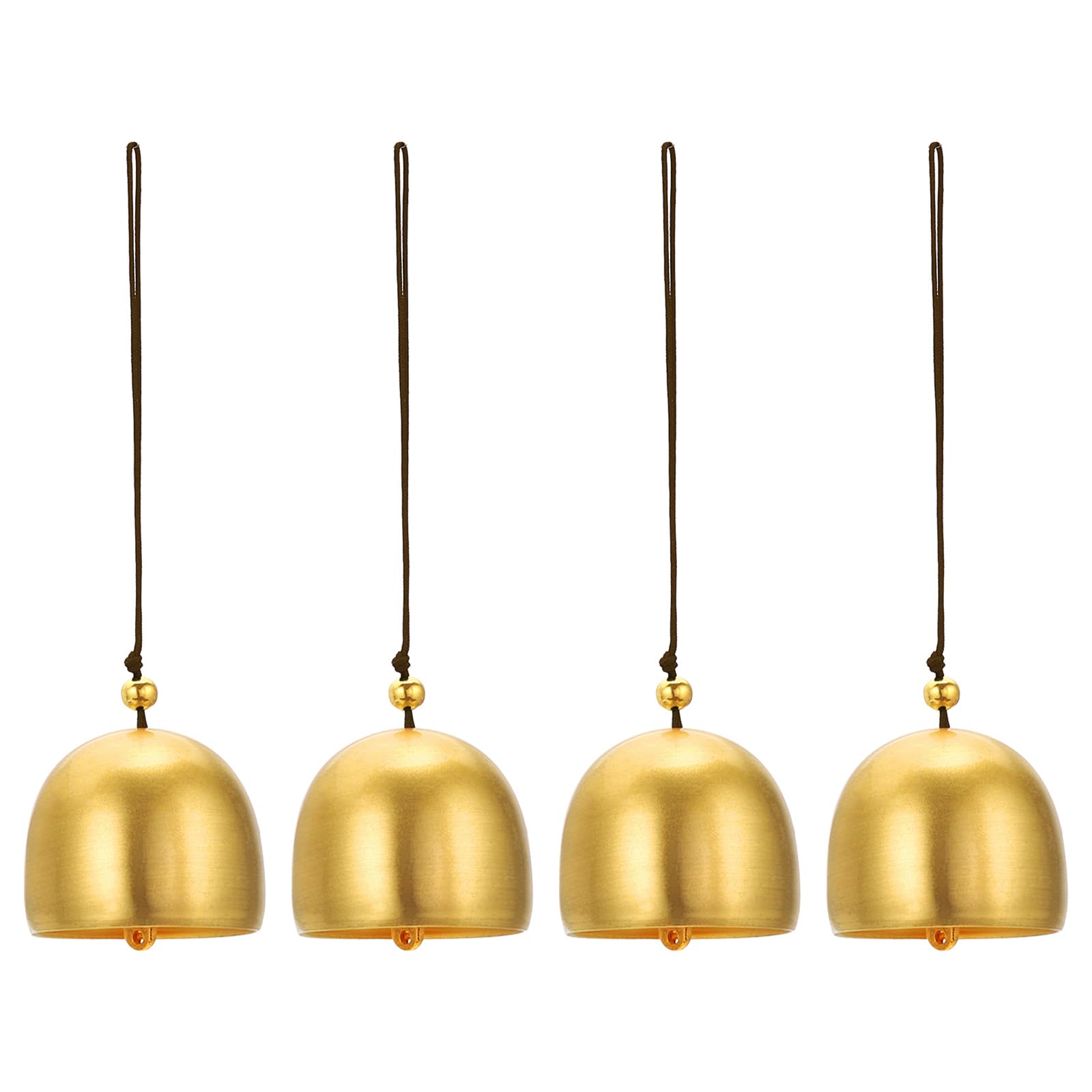 PATIKIL 4 Pcs Wind Chime, Hanging Bells Temple Bells Retro Outdoor Hanging Metal Chinese Wind Chime 1.5" Round for Outside Garden Camping, Gold Brown