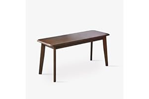 Livinia Canberra 37.4" Wooden Dining Bench/Mid Century Modern Solid Malaysian Oak Kitchen Bench (Walnut)