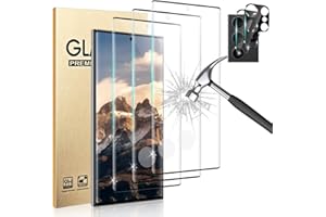 GEVIAHO [3+2 Pack] Galaxy S23 Ultra Glass Screen Protector and 2 Pack Camera Lens Protector, Fingerprint Unlock, 3D Full Coverage, 9H Tempered Glass Scratch Resistant, for Samsung Galaxy S23 Ultra 5G 6.8 Inch