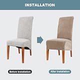 CMAKER Velvet Dining Chair Covers Large Stretch Chair Slipcovers Camel Set of 2 view 6