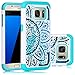 Galaxy S7 Case, HengTech (TM) Premium Durable Dual Layer Hard amp and Soft Hybrid Rhinestone Bling Armor Defender [ Anti Scratch ] Phone Case Cover Shell (White/Turquoise)