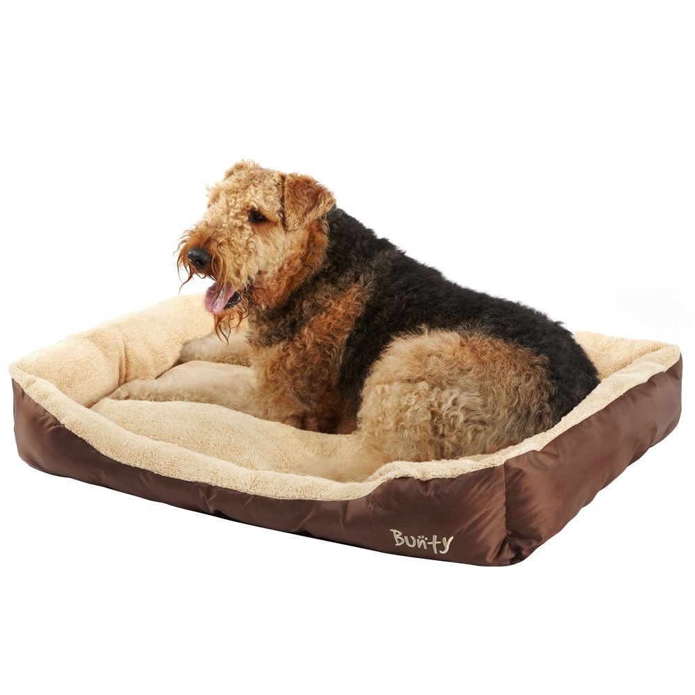 Bunty Deluxe Soft Washable Dog Pet Warm Basket Bed Cushion with Fleece Lining - Made in the UK - Brown XX-Large