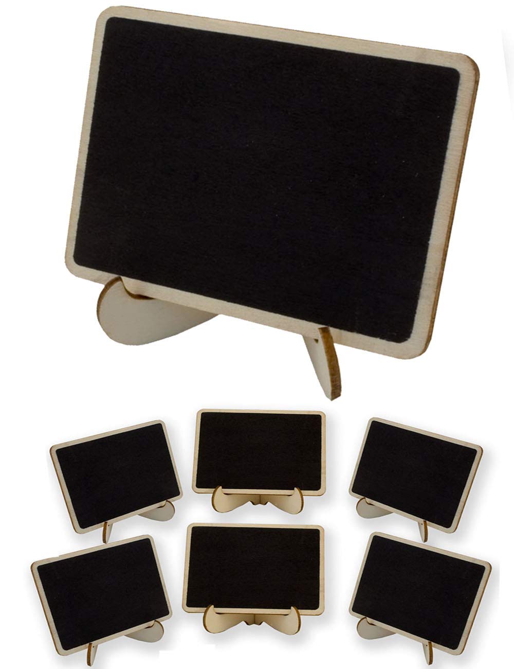 HomeTools.EU® 6 Classic Table Wooden Mini Name Board Writable, Buffet, Party, Celebration, Wedding, Deco, Vintage Country, Blackboard, Set of 6
