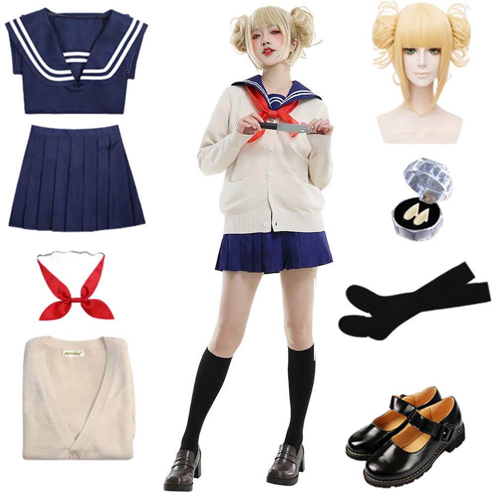 ShenfanMy Hero Academia Cosplay, Toga Himiko Cosplay Outfit, Toga Himiko Wig JK School Uniform Himiko Toga Costume Set Anime School Girl Uniform