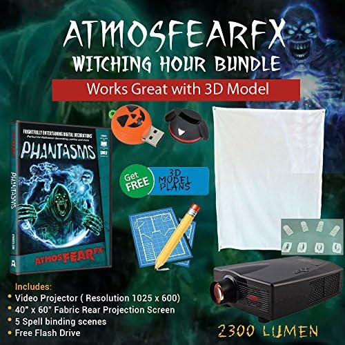Atmosfearfx Windowfx Phantasm Video Projector Bundle Includes Atmosfear Fx Halloween Videos and a Flash Drive. Plus Hologram Screen!