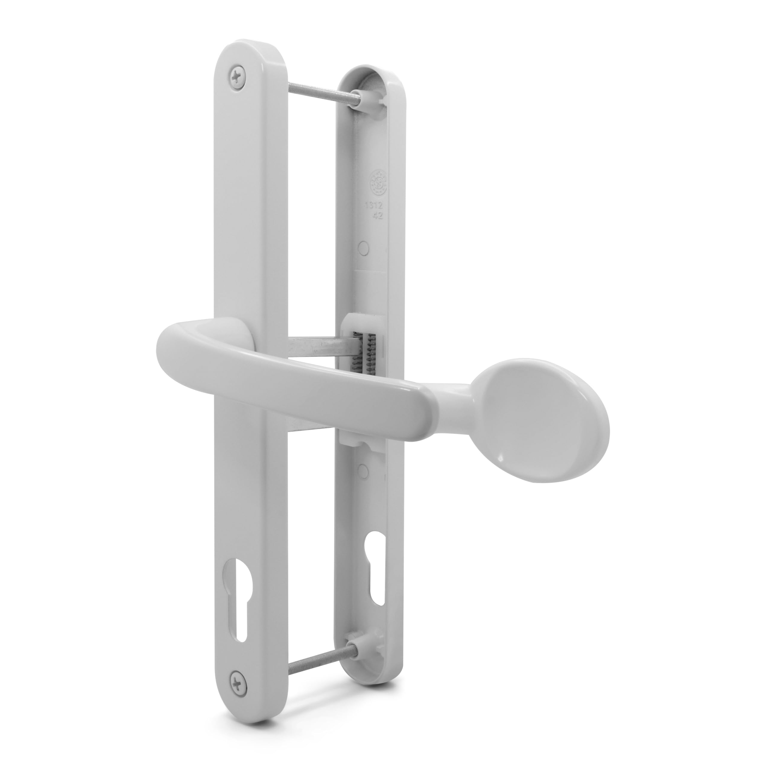 TSS UPVC Door Handles Set - Lever Moveable Pad - 92mm / 62mm PZ (Centres) - 240mm Screw to Screw - Backplate 272mm X 32mm - Replacement UPVC Door Handles - PVC Door Handle (White)