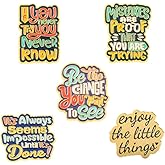 ROFARSO Proverb Saying Letter Enamel Lapel Pin Set Motivational Speech Letter Pin, Accessory for Backpacks Clothing Bags Hats Shirts (5piccs pin set)