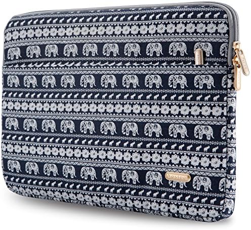 Aestee 14-15.4" Elephant Canvas Fabric Laptops Sleeve Case for 15.4-inch Apple MacBook Pro 2016 and Most 14 15 Inch Ultrabook Notebook Chromebook Protective Bag, Blue
