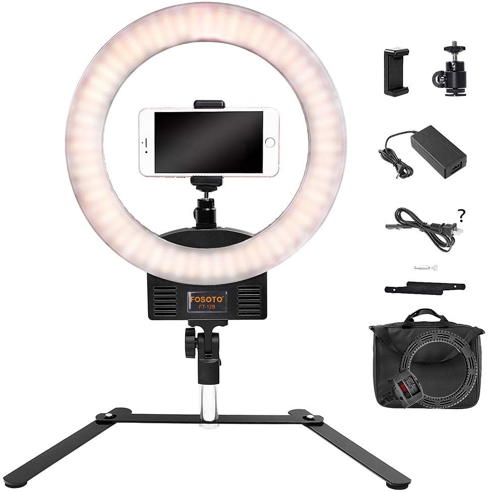 LBBL Desktop Led Ring Light, 2 Light Modes USB Rechargeable240 LED Bulbs Brightness