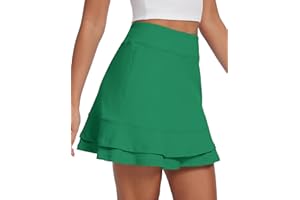 H Hellisal Womens Tennis Skirt 16" Skorts for Woman Dressy Casual High Waisted Golf Athletic Ruffle Skirts with Pockets