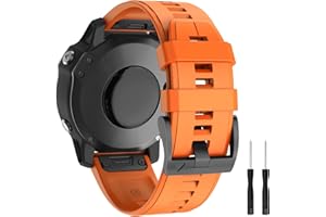 MYSNBKN Compatible with Garmin Fenix 5X Watch Band, 26mm Easy Install Silicone Strap for Garmin Fenix 5X Plus/Fenix 6X/Fenix 6X Pro/Fenix 3/Fenix 3 HR/Descent MK1/D2 Delta PX/D2 Charlie Smartwatch