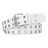 macoking Grommet Leather Belts for Women, White