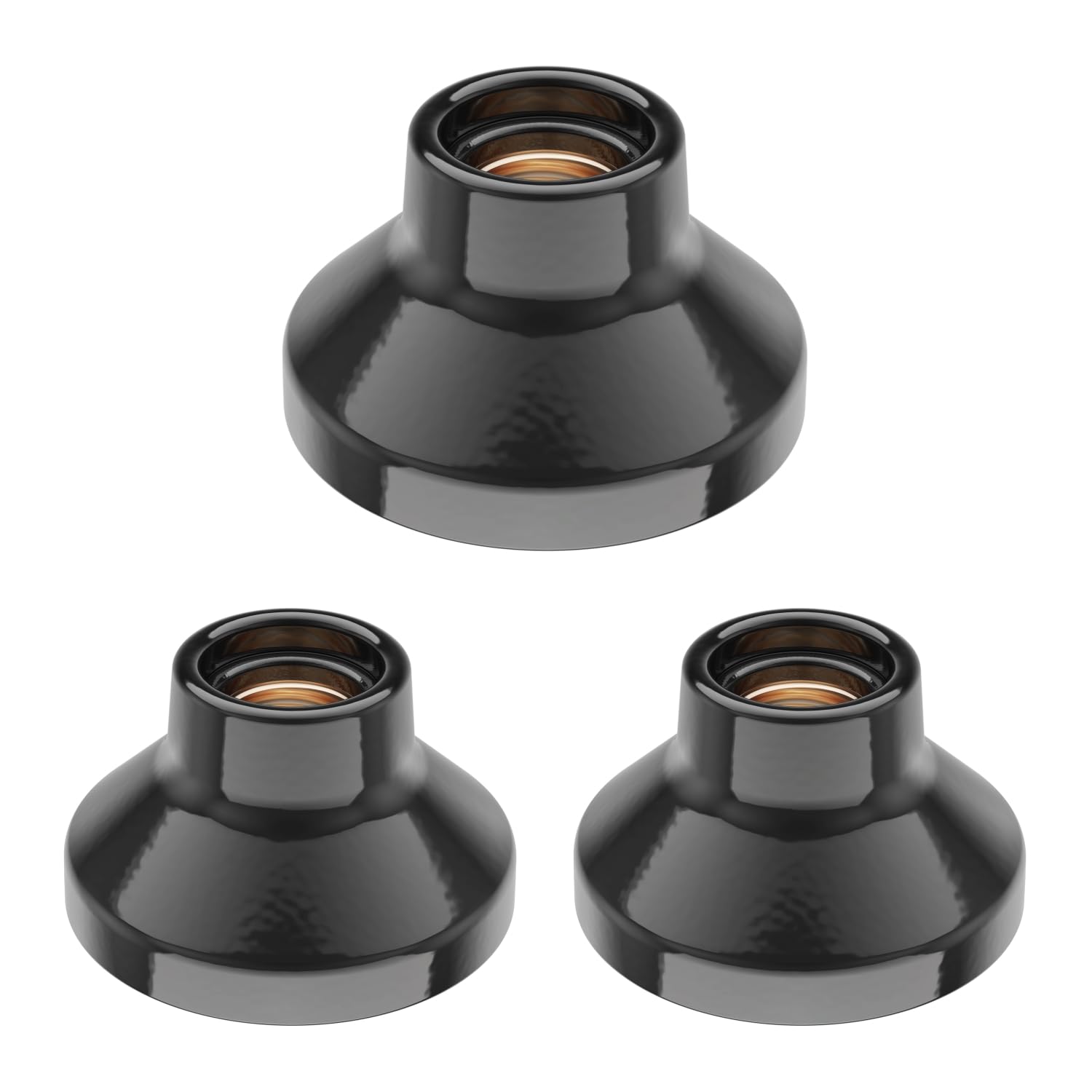 ledscom.de 3 pcs. Ceiling Light/lamp Holder Elektra, Porcelain, Glossy Black, 1x E27 max. 300W — image 1