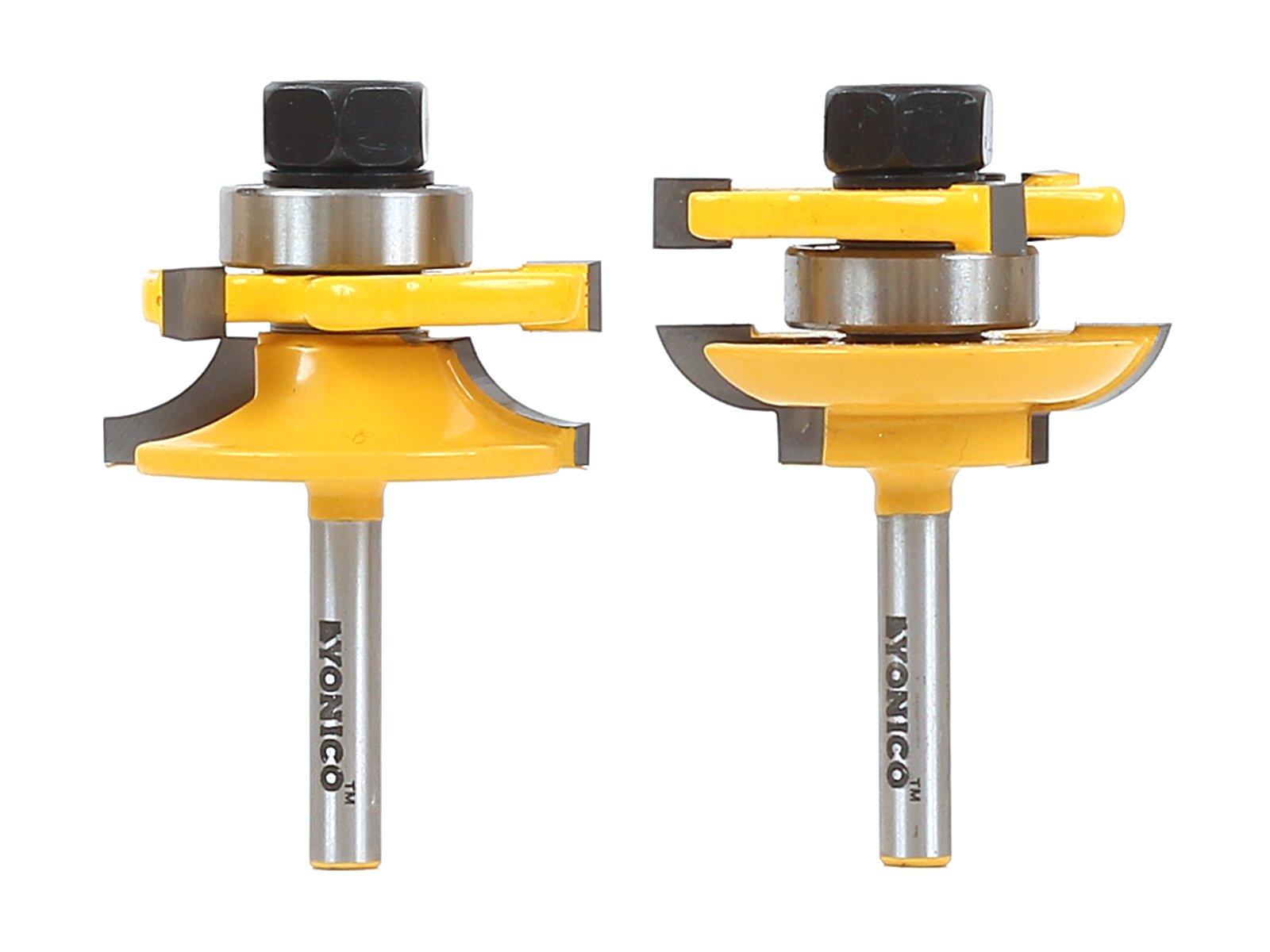 Yonico 12238q - 2 Bit Rail and Stile Router Bit Set, Round Over - Stock Size: 3/4" to 1" - 1/4" Shank — image 1