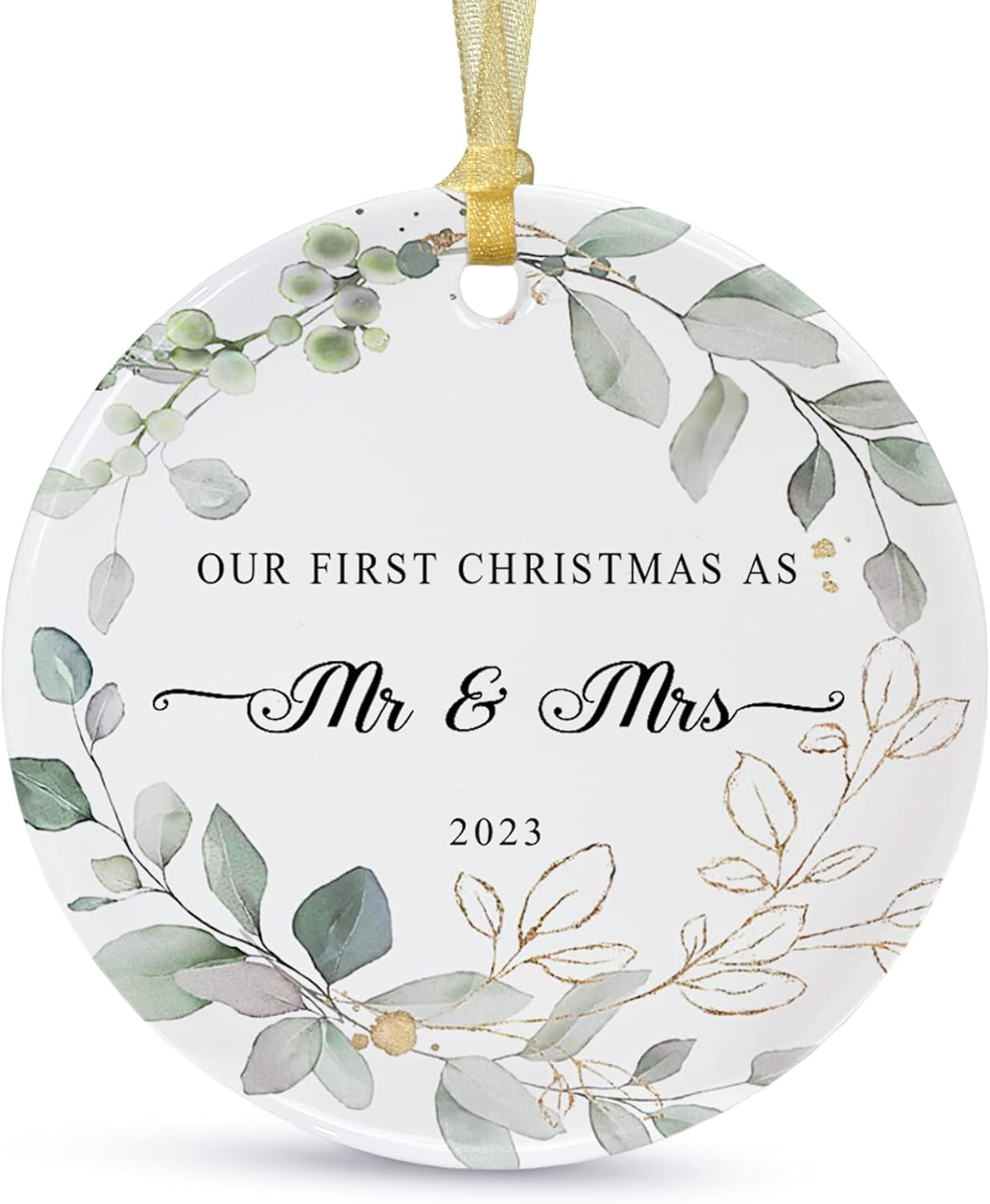 Ornaments - Our First Christmas Married Ornament 2023,Wedding Gifts for Couples Unique Decoration,First Year Newlywed Mr and Mrs Hanging 2.9