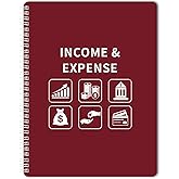 Income and Expense Log Book - Bookkeeping Record Book/Tracker/Small Business Ledger Book & Accounting, 8.5" x 10.5", Undated Record Book＆ Business Ledger, Durable Polypropylene Cover（Red)